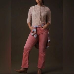 Anthropologie Pilcro The Yaya Corduroy Crop Flare Jeans Women's Size 26 Pink